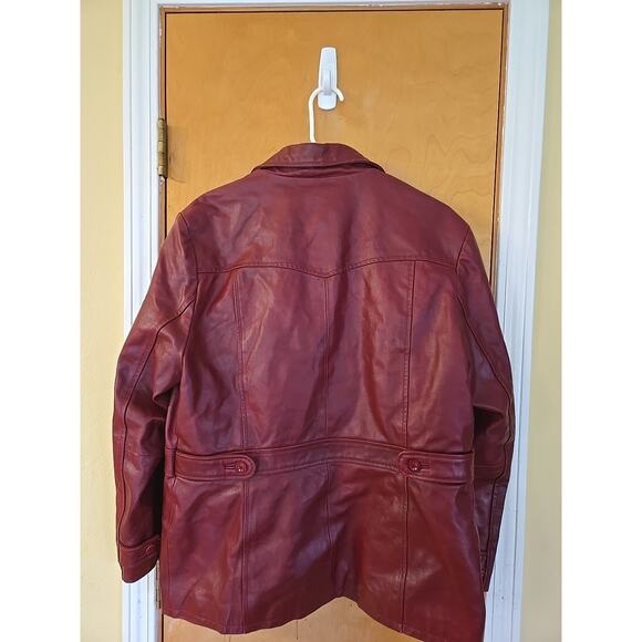 Vtg Steve Madden Womens Brick Red Leather Jacket Nylon Lining Y2k 2000s Large - Picture 7 of 8